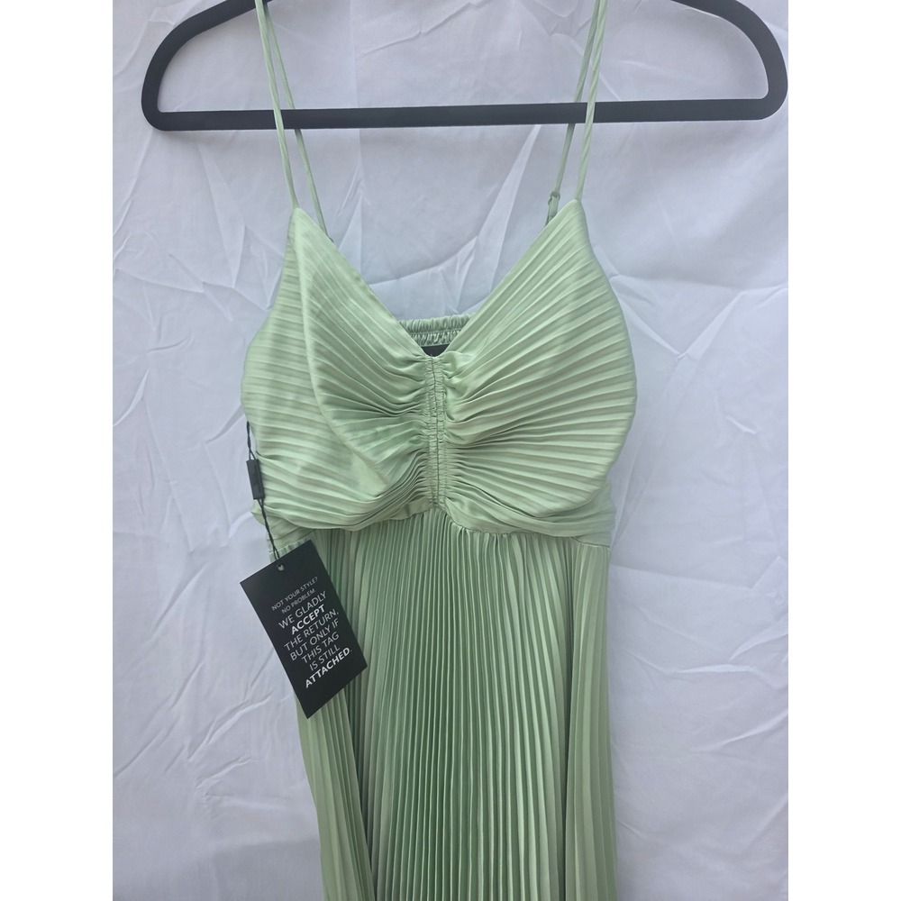 White House Black Market Sage Green Pleated Maxi Dress NWT Size 00 - Picture 2 of 9
